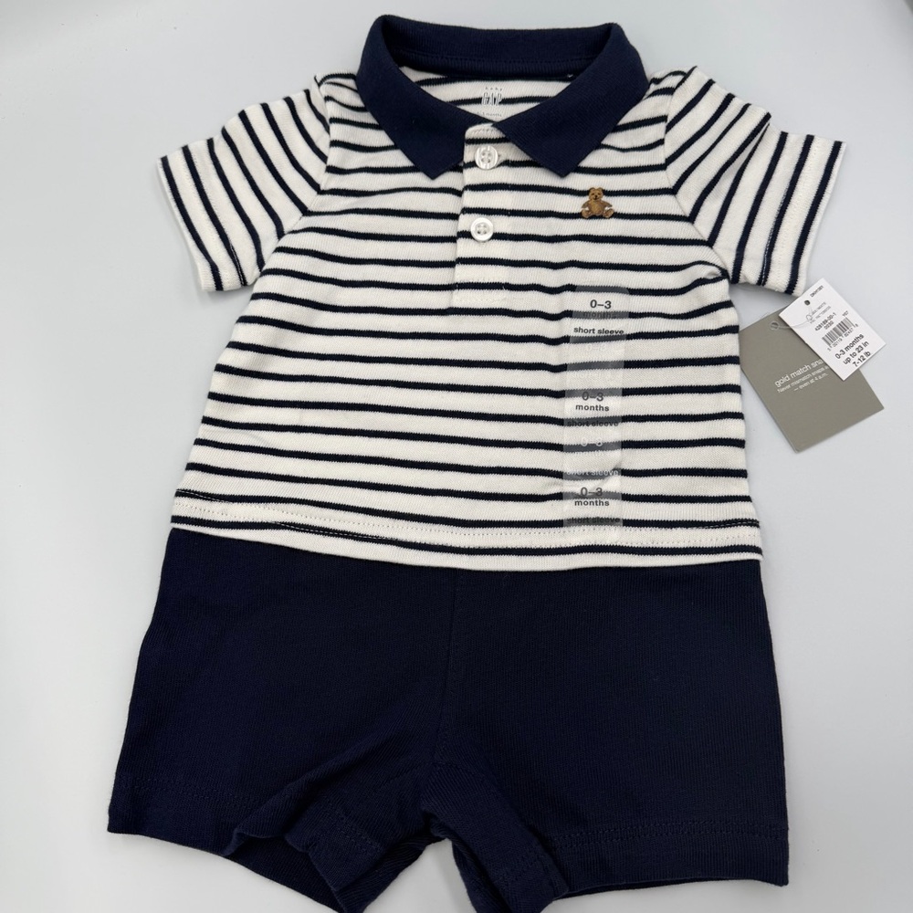 BABY GAP Navy and White Striped Kids One Piece